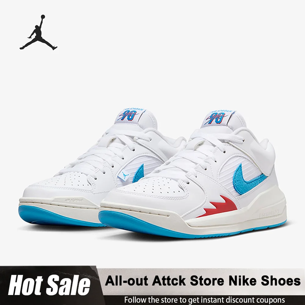 

Женские кроссовки Nike Jordan Stadium 90, красочные и нескользящие низкие кроссовки FB2269-100, белые простые уличные баскетбольные кроссовки в стиле ретро