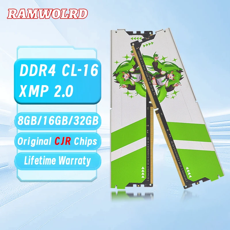 RAMWORLD Memoria RAM DDR4 3600MHz 3200MHz 32GB 16GB 8GB Gaming Desktop Memoria Ram XMP2.0 CL-16 CJR Chips DIMM Computer Memory