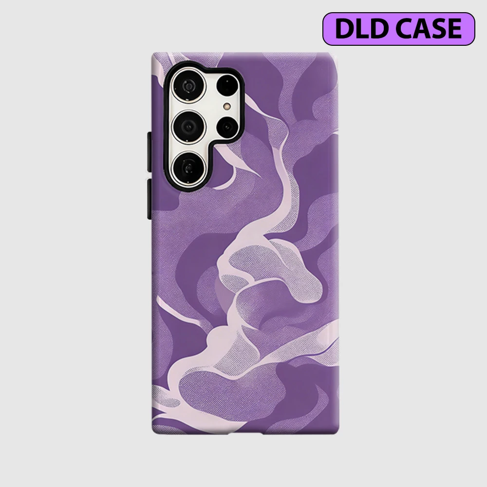 Purple Wavy Stipple Phone Case for Samsung Galaxy S26 S25 Ultra S24 S23 Ultra Plus Shockproof Double Layer Tough Back Cover