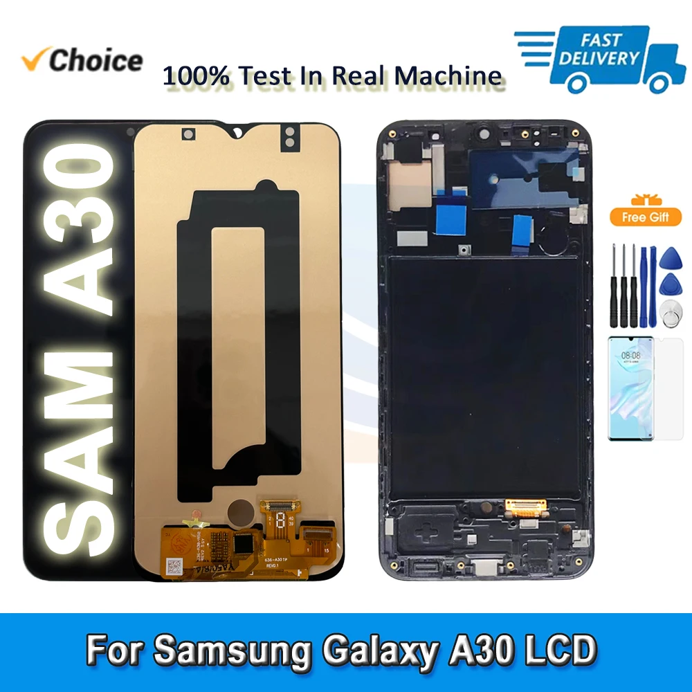 OLED-дисплей 6,4 дюйма для Samsung Galaxy A30 A305F A305G, ЖК-дисплей с рамкой, сенсорный экран, дигитайзер в сборе для Samsung A30, замена