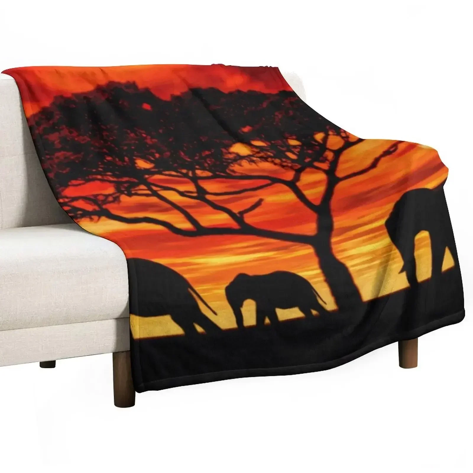 

Acacia Elephant Sunset Throw Blanket Giant Sofa Blankets For Bed Blankets