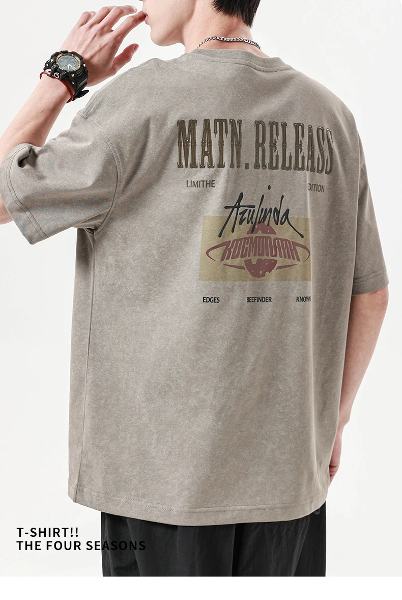 

5XL Ретро футболка с короткими рукавами и принтом тай-дай, мужская свободная повседневная футболка с круглым вырезом, лето 205, новая футболка с половиной рукавов