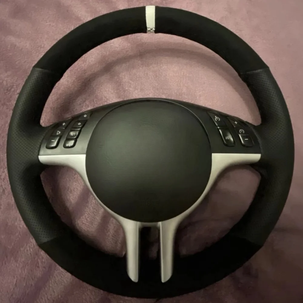 ブラックスエードカーステアリングホイールカバー,レザーアクセサリー,BMW e46,e39,325i,x5,e53,z3,e36,3,5シリーズ,e46,e39,x5,e53,z3 e36