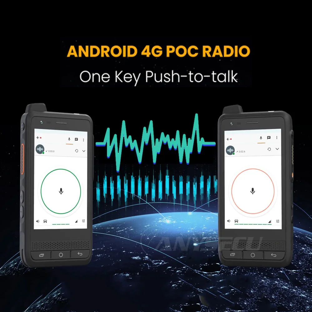 Anysecu W400 Android 15 4G LTE PoC Walkie Talkie Unlocked WiFi NFC IP65 Waterproof Network Radio Work with Zello RealPTT POCStar