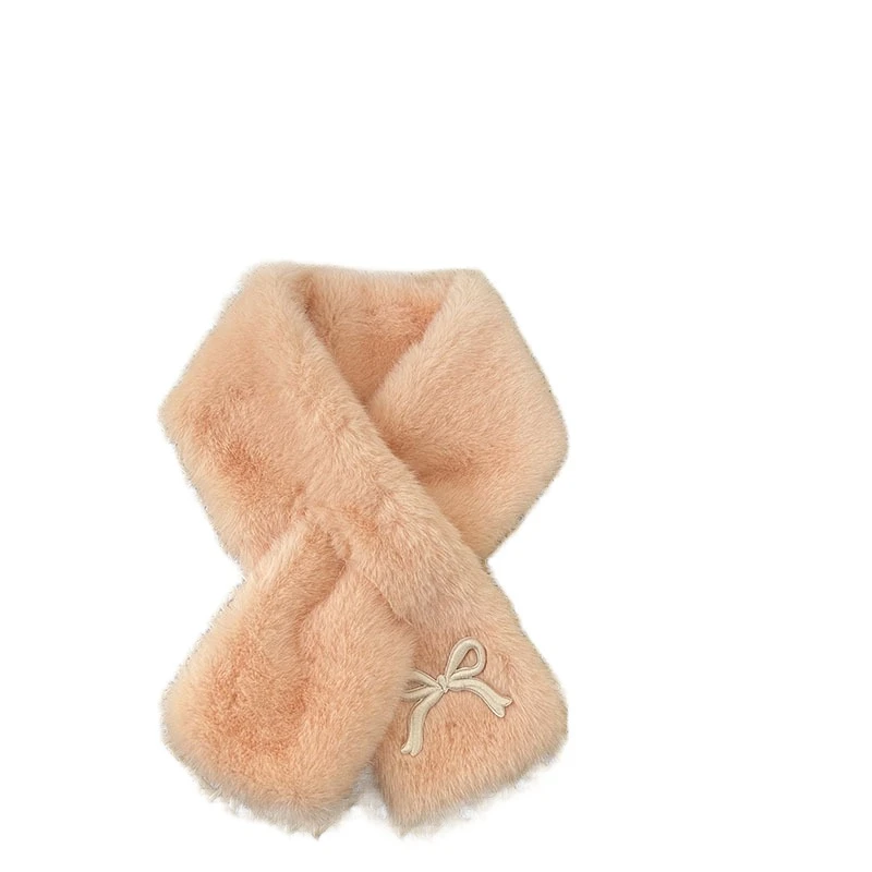 

Fashion Solid Color Bowknot Scarf Casual Korean Style Kids Plush Scarf Warm Windproof Anti-Cold Neckerchief Outdoor