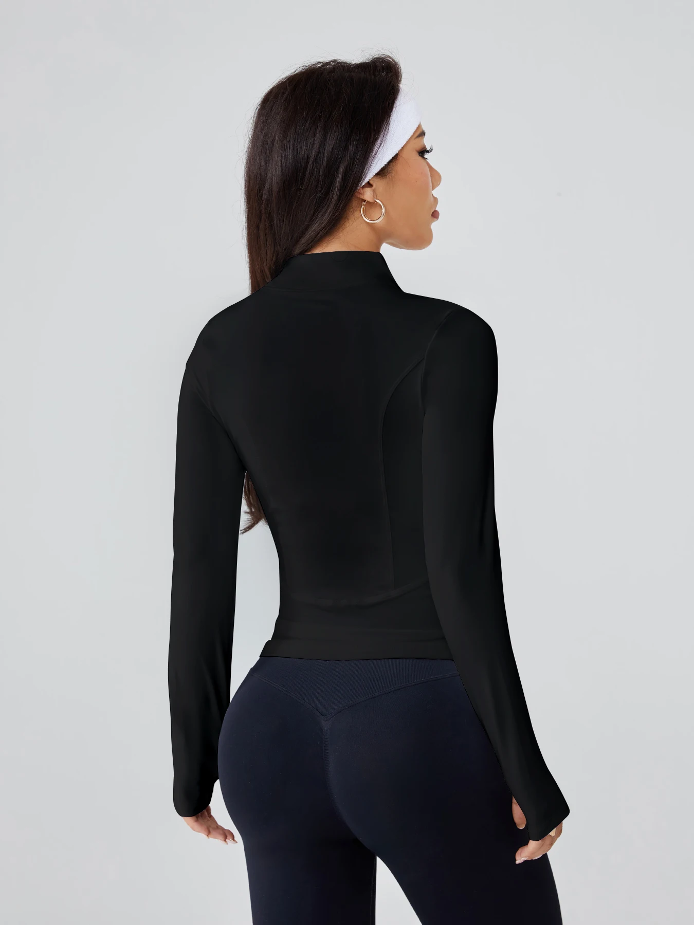 Women's Long-Sleeve Fitted Athletic Jacket for Spring & Fall - Ideal for Running, Gym Workouts & Yoga image 2