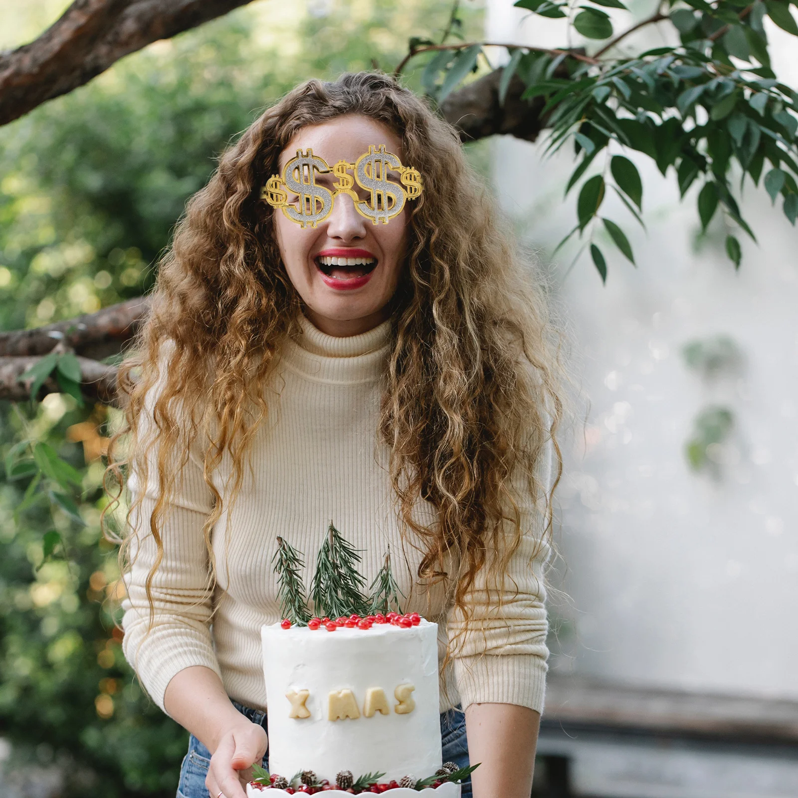 

Funny Dollar Glasses Party Eyewear Golden Lightweight Metal Frame Unique Design Carnival Party Glasses Photo Props Accessory