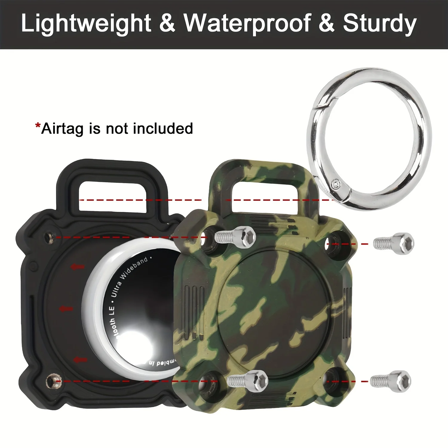 Portable label box fully covers and hides PVC hard shell, suitable for dog collars, backpacks, keys, suitcases-black/camouflage