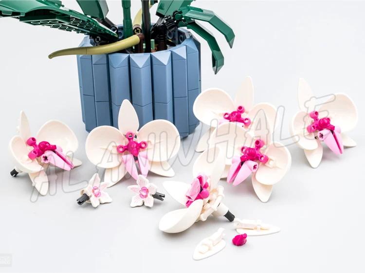 711pcs Creative Expert Orchid Plant Decor Bouquet Botanical Collection 10113 Building Blocks Sets Compatible With Model