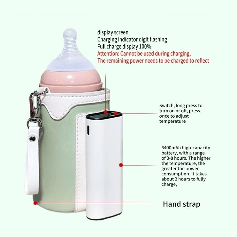 J15U Long Lasting Insulation Portable Bottle Warmer with Rechargeable Battery