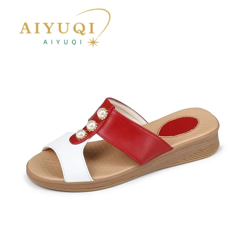 

AIYUQI Slippers Women Wedge 2024 Summer Flat Slippers Women Wear Large Size Non-Slip Women's Slippers