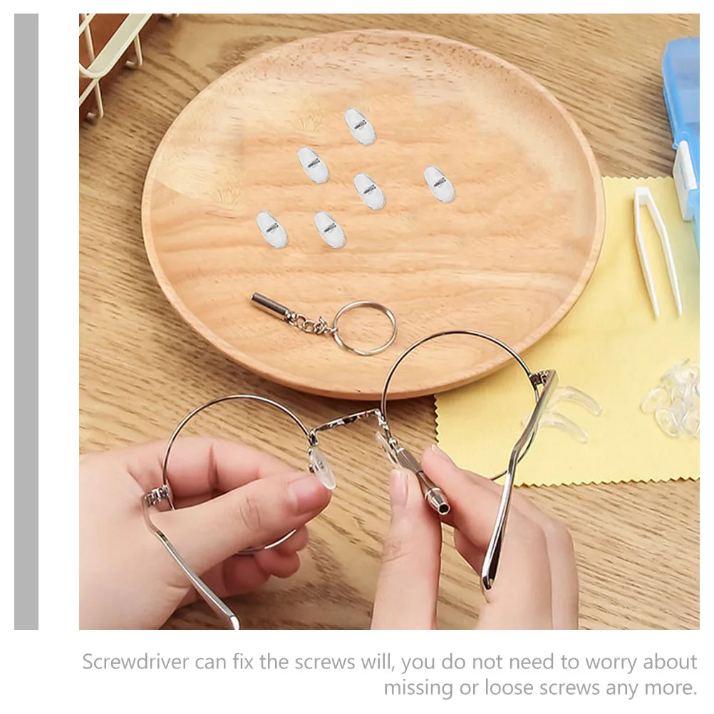 

1Set Glasses Repair Kit Premium Tool Set Eyeglasses Screws Nose Pads Accessories for Clock and Glass Repair Eyeglass Nose Pads