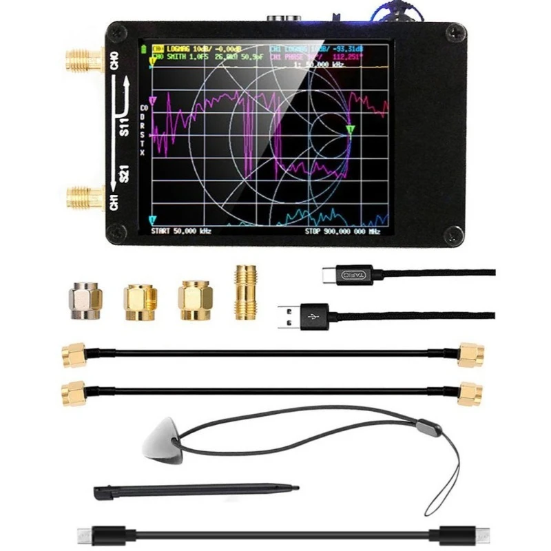 NanoVNA-H Portable Vector Network Analyzer with SD Card Slot MF HF VHF UHF RF Antenna Measuring Test Instrument