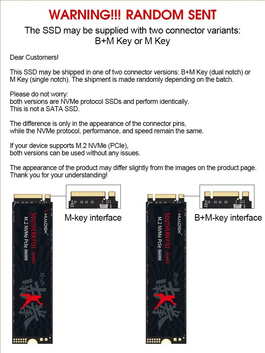 HUADISK SSD NVMe M2 1 TB 512 GB PCI-e 3.0X4 interne Festplatte 2280 SSD 256 GB 128 GB Solid-State-Laufwerk für Desktop-PC Laptop – Detail 1