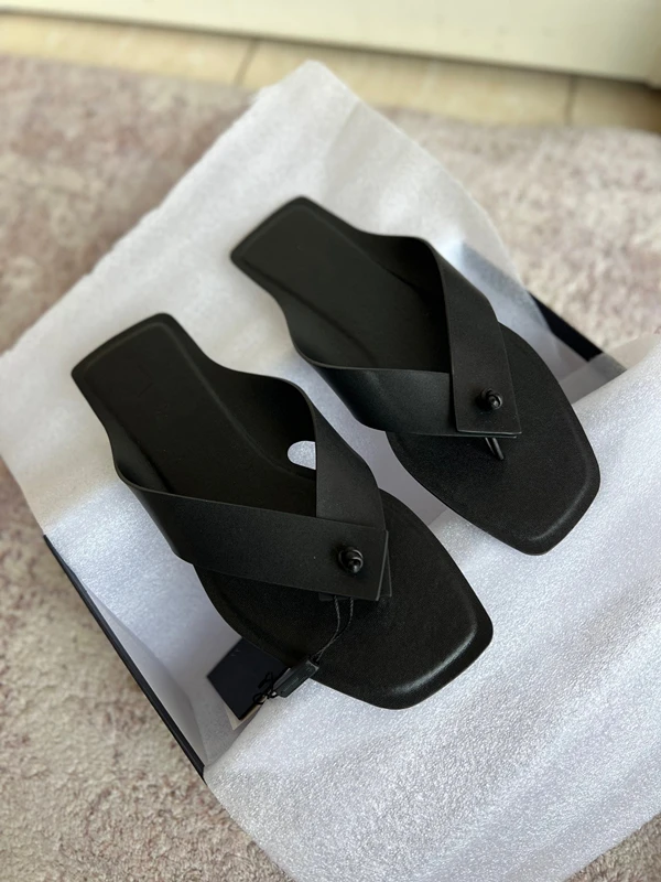 Dave&Di French Shoes Women's Office Ladies Fashionable Elegant Leather Slippers Casual Flip Flops For Summer