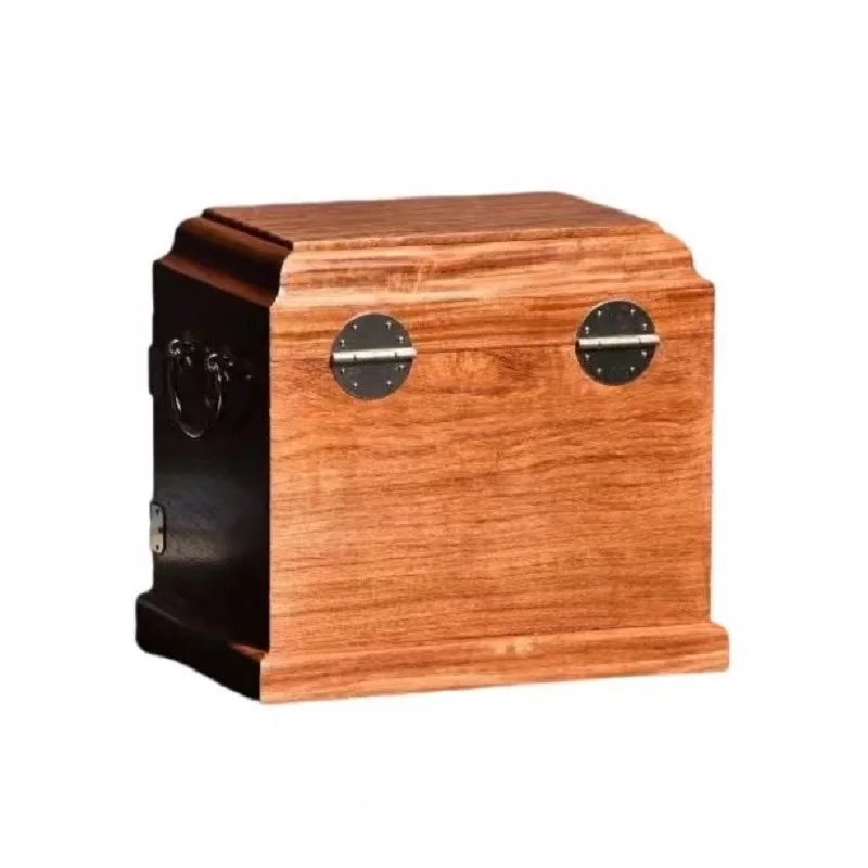 

Vintage full monolithic Burmese rosewood official leather box, plain mahogany jewelry box