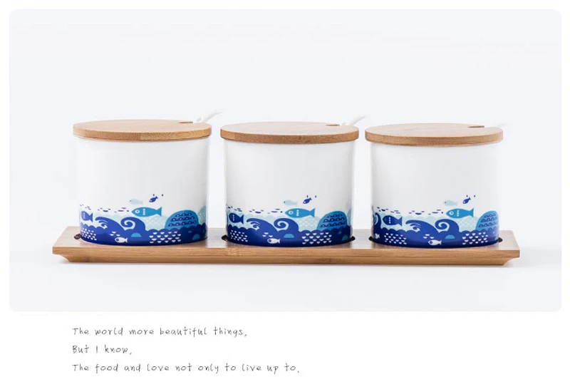 

Набор из 3 предметов, контейнер для специй из тонкого костяного фарфора с крышкой и ложкой, ящик для хранения кухонных специй, фарфоровый органайзер, стойка