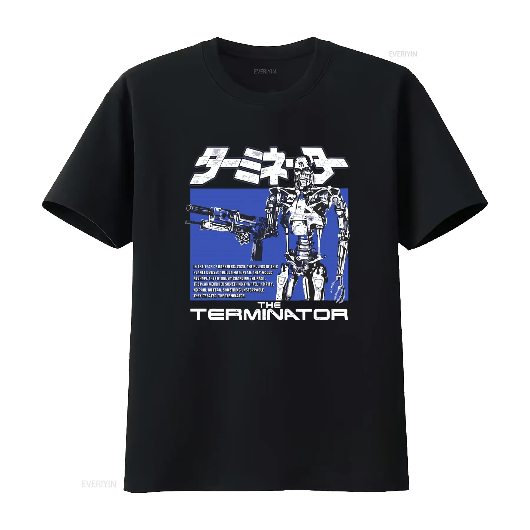Terminator Japanese Cyborg Poster Men's T Shirt Endoskeleton 800 Cyberdyne Sci Fi Action Movie Inspired  vintage Washed