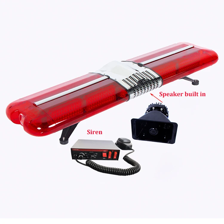 

12V 120W Red Emergency LED Lightbar for Ambulance Fire Truck Built-in Siren Speaker & Multi-Function Flashing Strobe Lights