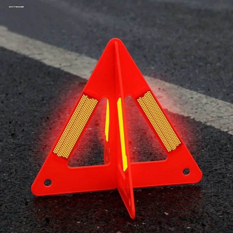 Foldable Triangle Car Auto Reflective Traffic Warning Sign Portable Solid Standing Tripod Road Emergency Standby Car Accessories