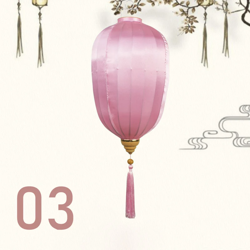 

14 Inch Vietnam Outdoor Silk Lantern Chinese Traditional Festival Palace Lantern Mid-autumn New Year Party Layout Scene Decor