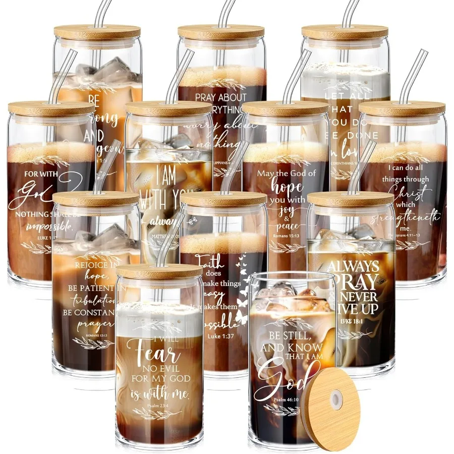 

Христианский подарок на 16 унций для женщин и мужчин, вдохновляющая кофейная кружка, чашка для питья с бамбуковой крышкой, религиозная церковь, пользу (классический S