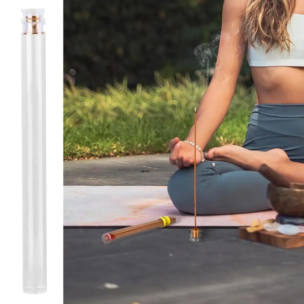 Portable Incense Holder Acrylic Incense Stick Holder with Airtight Lid Desktop Burner Storage Box for Yoga Meditation Tube for 6