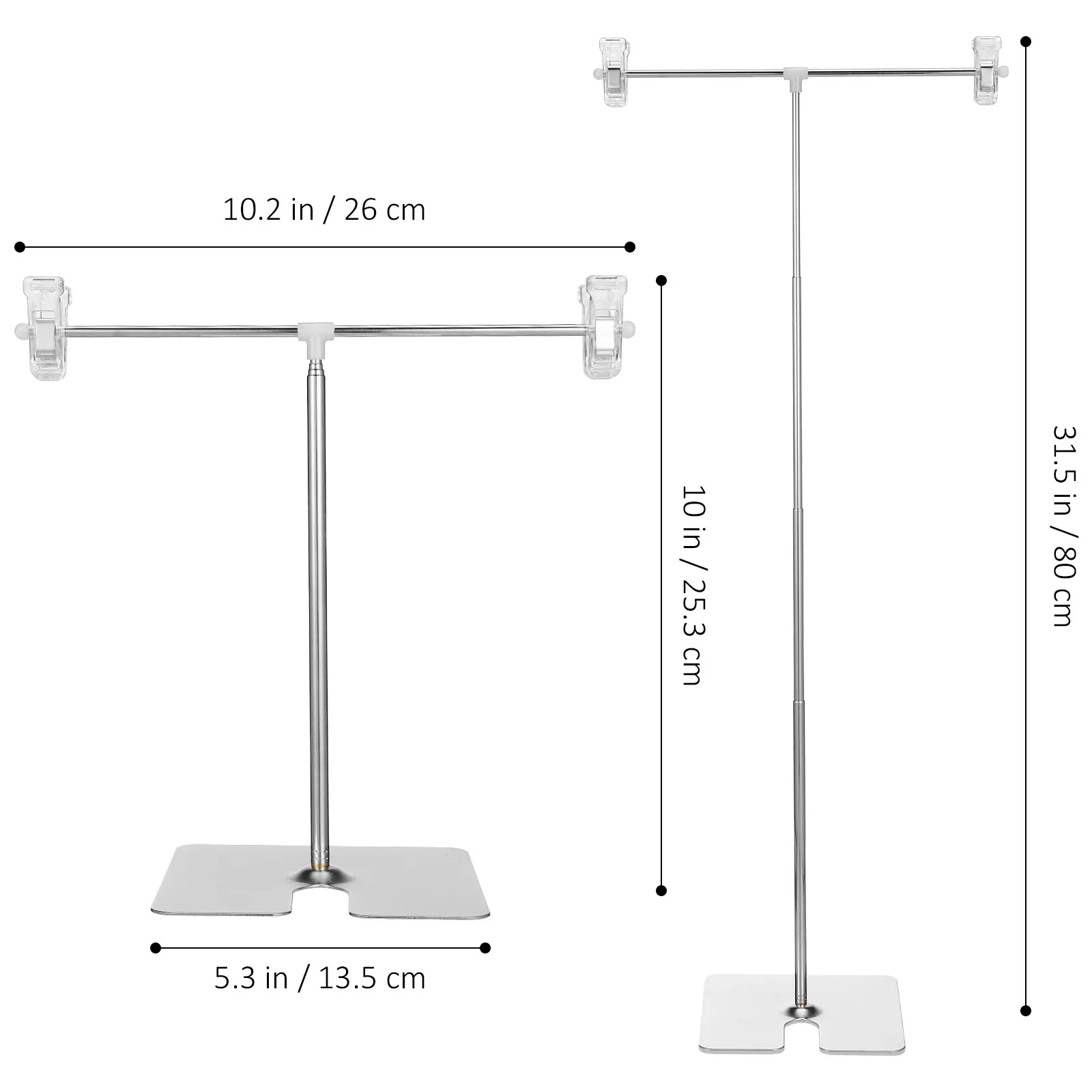2Pcs Stainless Steel Poster Stand Adjustable Retractable Banner Holder Advertising Display Sign Stand Tabletop Easel T Shaped