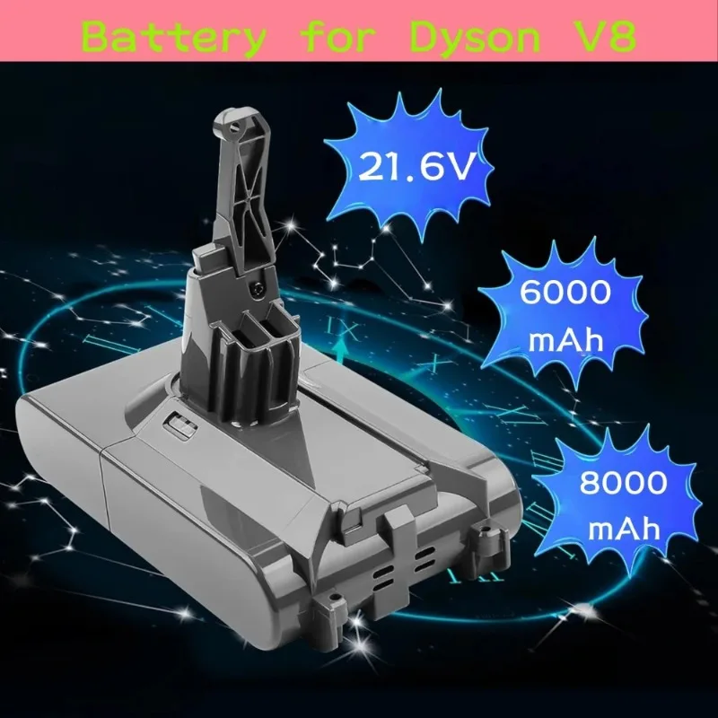 

For Dyson V8 21.6V 6000mAh/8000mAh Replacement Battery Absolute Cord-Free Vacuum Handheld Vacuum Cleaner 18650 Battery