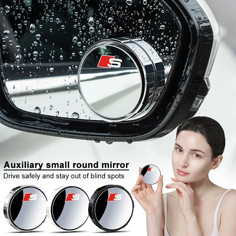 

2PC Suction Cup Car Convex Blind Spot Mirror HD 360 Degree Wide Angle Caps For Audi Sline A7 A6 A5 A4 A3 A1 A8 TT Q3 Q5 Q7 S3 S4