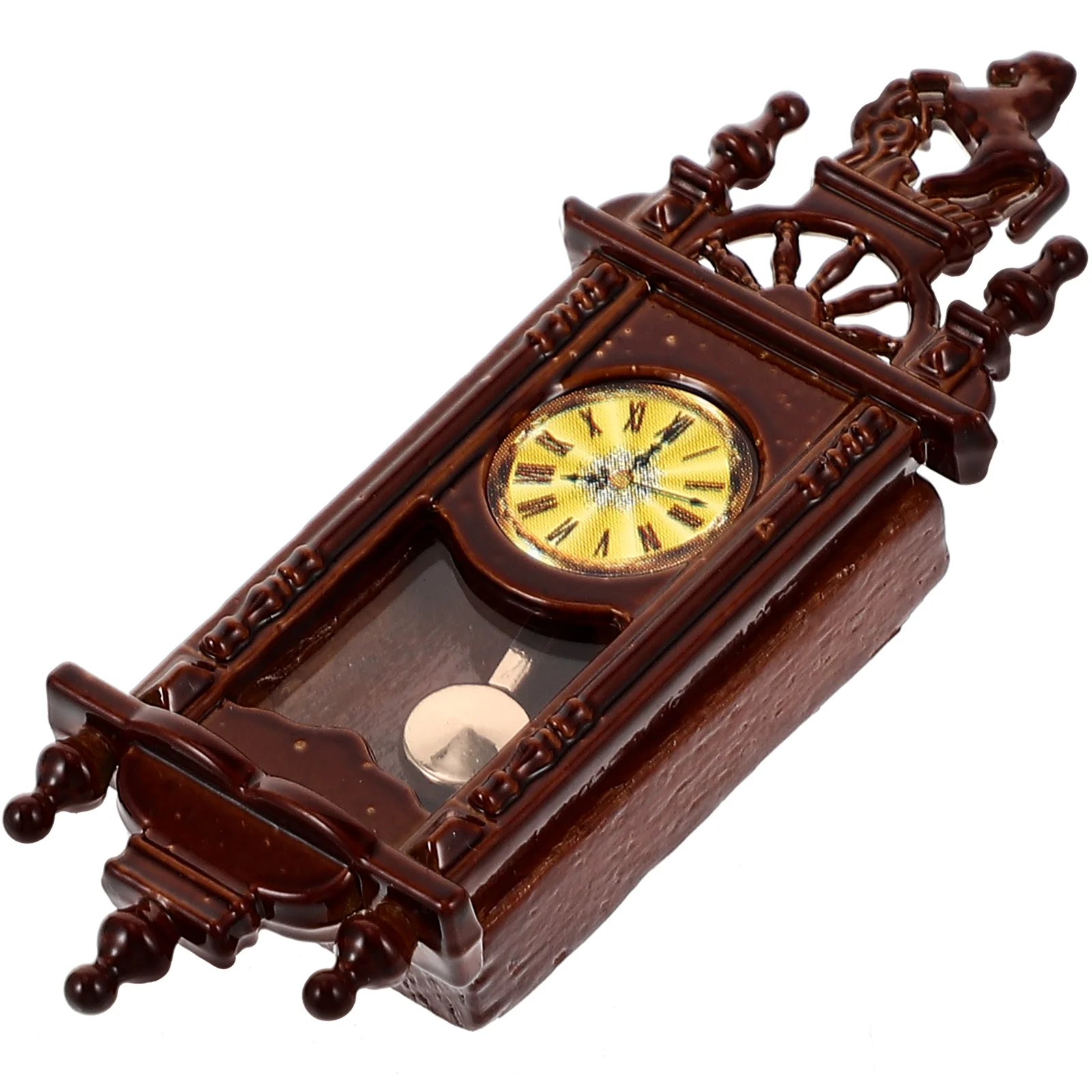 Wooden Clock Small Pendant Baby Retro Decor Pendulum Wall 1:12 Scale Mini Accessories for Dolls