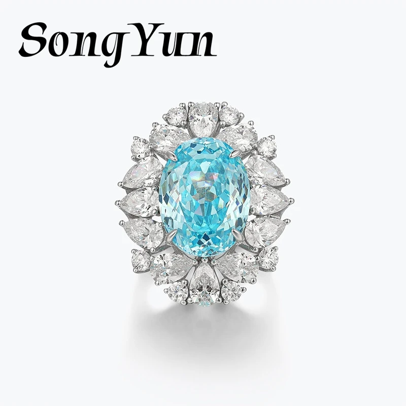 

SONGYUN Designer Jewelry 925 Sterling Silver Ring Zircon 5A Marquise Statement for Ladies 18K Gold Plated Fine Jewelry Rings