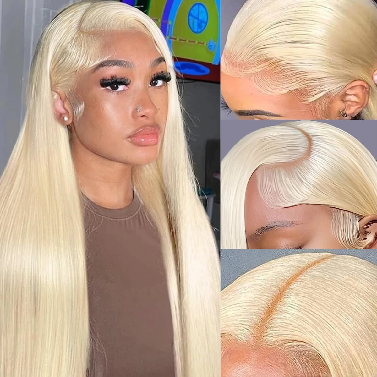 

﻿ 30 Inch Straight 613 Hd Lace Frontal Wig Blonde Brazilian Straight Wig 13X6 13X4 Transparent Lace Front Wigs For Women