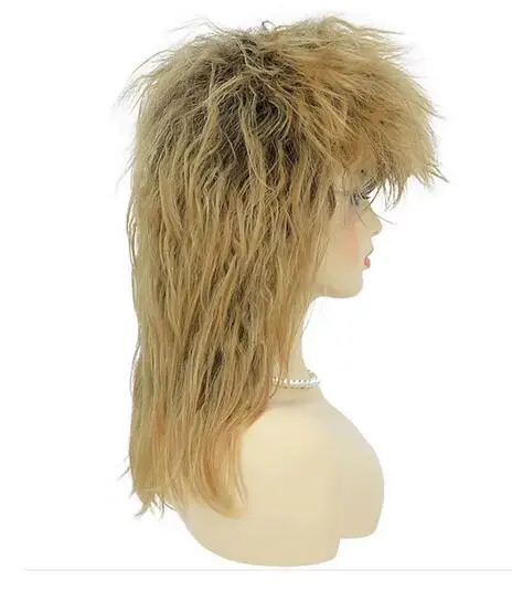 Peluca de disfraz de Tina Diva para mujer, pelo sintético de los años 80, rubia grande, estilo balancín, Mullet, Glam, Punk, Rock, Rockstar, Cosplay