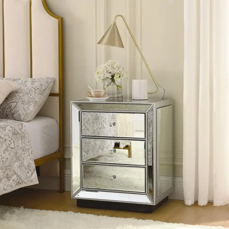 Flash Silver Mirror 3-Drawer Cabinet, 22