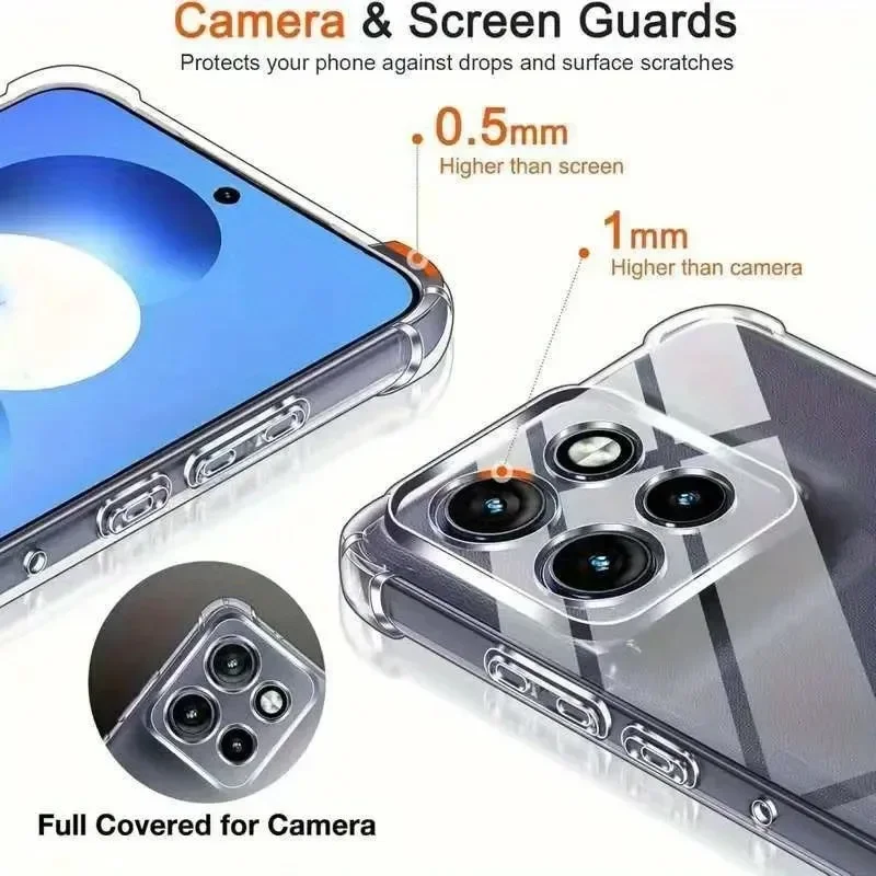 Dicke, stoßfeste Silikon-Handyhülle für Motorola Edge 60 Fusion 50 Pro 40 Neo Moto G55 G75 G85 G84 G54 5G Protect Clear Cover – Detail 2