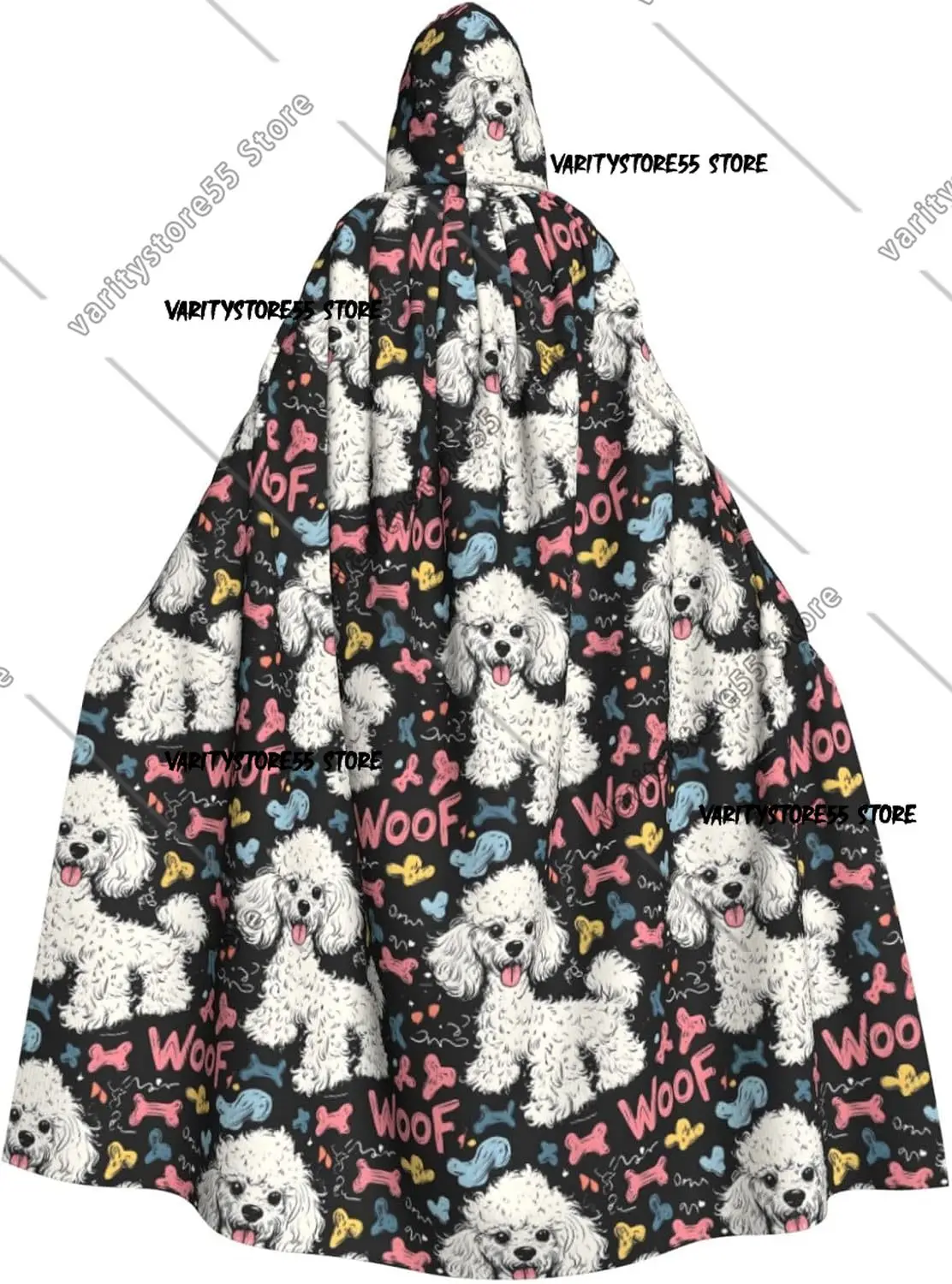 

Плащ волшебника с капюшоном для мужчин и женщин, милый белый пудель с принтом ведьмы, накидка вампира с капюшоном, костюмы на Хэллоуин