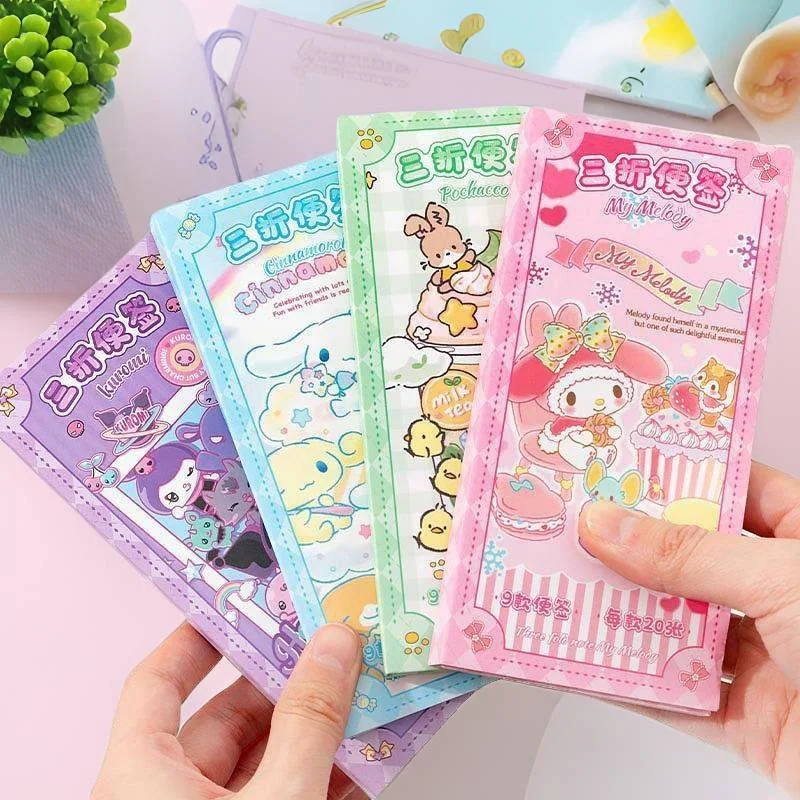 

4/12 шт. Sanrio Kuromi Melody Cinnamoroll 3, складной блокнот, милые канцелярские принадлежности N раз, этикетка, блокнот, закладка, школьные принадлежности