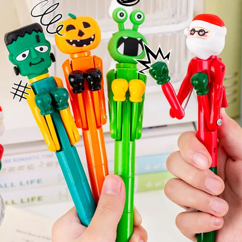 Cartoon Boxing Ballpoint Pen Funny Pumpkin Monster Santa Cluas Frog Pen Kids Gift Merry Christmas Present Happy Halloween Day