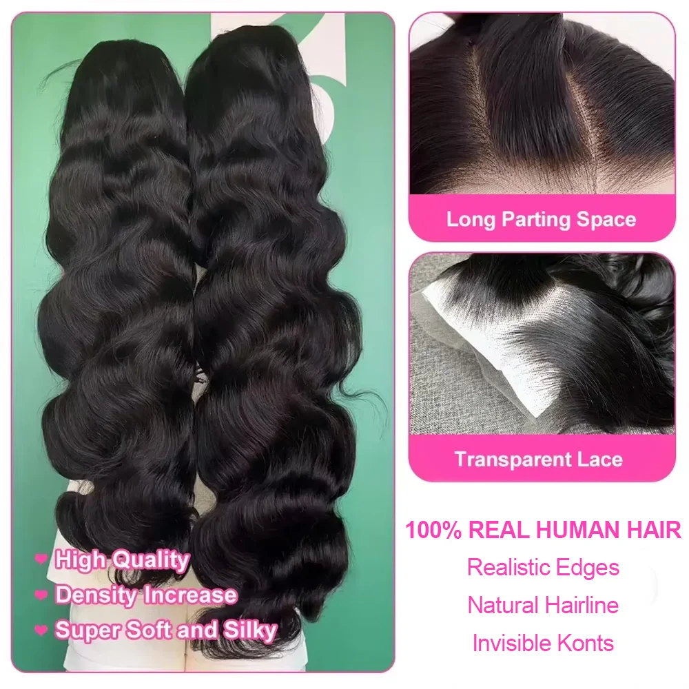 13x6 Body Wave Lace Front Wigs 100%  Human Hair Wig 40inch13x4 Pre Plucked Human Hair Wigs 250 Density  Body Wave  5x5 Ready to Go HD Lace Glueless Wigs for Women Natural Black Brazilian image 4