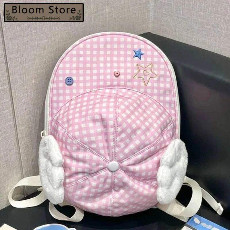 

Contrast Color Plaid Kawaii Star Embroidery Backpack Haruku All Match Women Schoolbags New Casual Student Preppy Backpacks Y2k