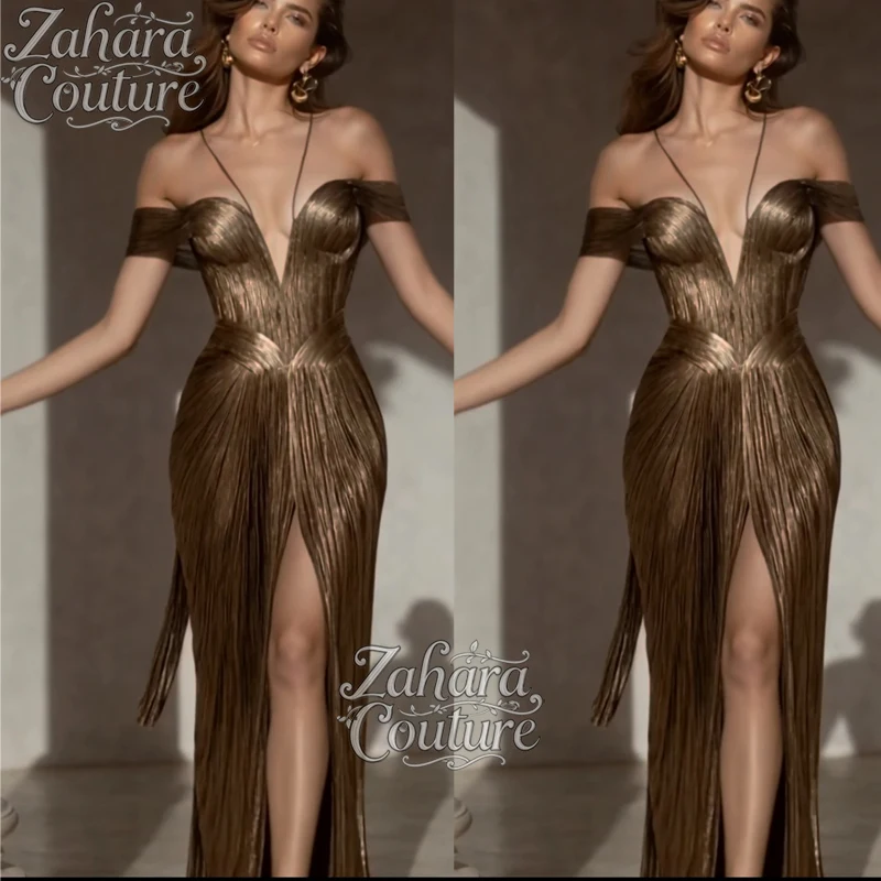 Zahara Customized Modern Mermaid Evening Dresses Sleeveless Sweetheart Long Prom Dresses Saudi Arabic Formal Pleated Prom Gowns
