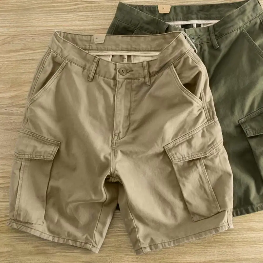 Herren Shorts Herren knielange Shorts mit mehreren Taschen mit geradem, breitem Bein und Knopf-Reiß verschluss für Streetwear-Stil