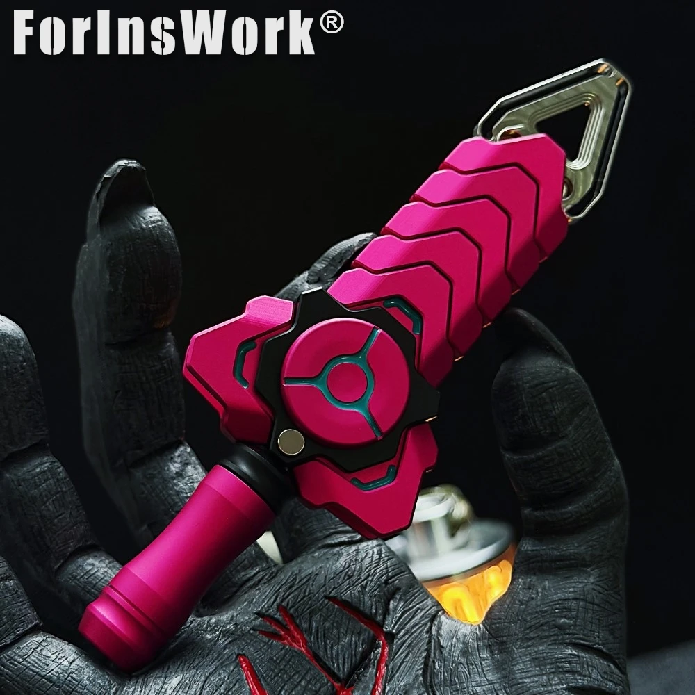 SkyNest-ShimShy Aluminum Red RATTLESNAKE SWORD LITE Aerospace Flick Sheath Burst-Armor Form · Glow Mode Fidget Spinner Toy