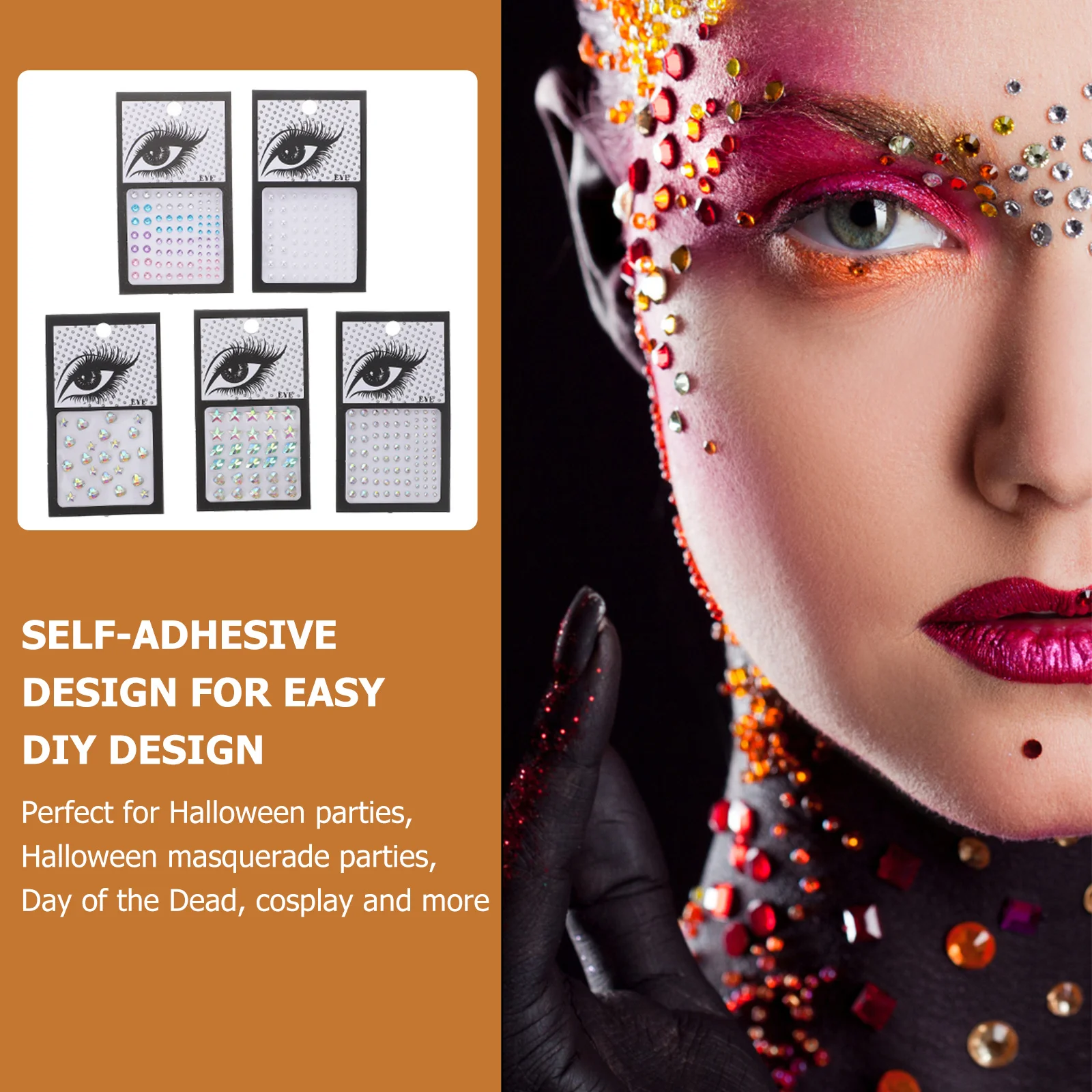 

Face Gems Sticker Water Transfer Temporary Tattoos For Stick On Earrings Nail Rhinestones Adhesive Jewels Decor