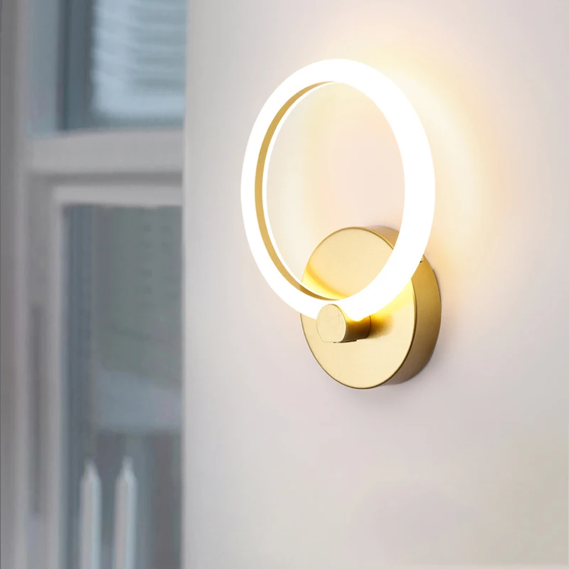 

GEFENSI Modern Indoor LED Wall Light Square Round Iron Acrylic Wall Light Home Hotel Corridor Balcony Living Room Bedroom Decor