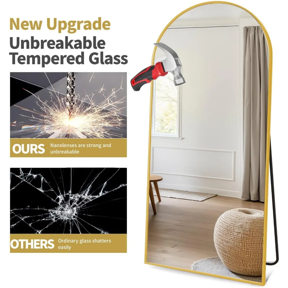 Moderne vloerstaande spiegel over de volledige lengte, 64x21 vrijstaande wandspiegels met aluminium frame voor woondecoratie