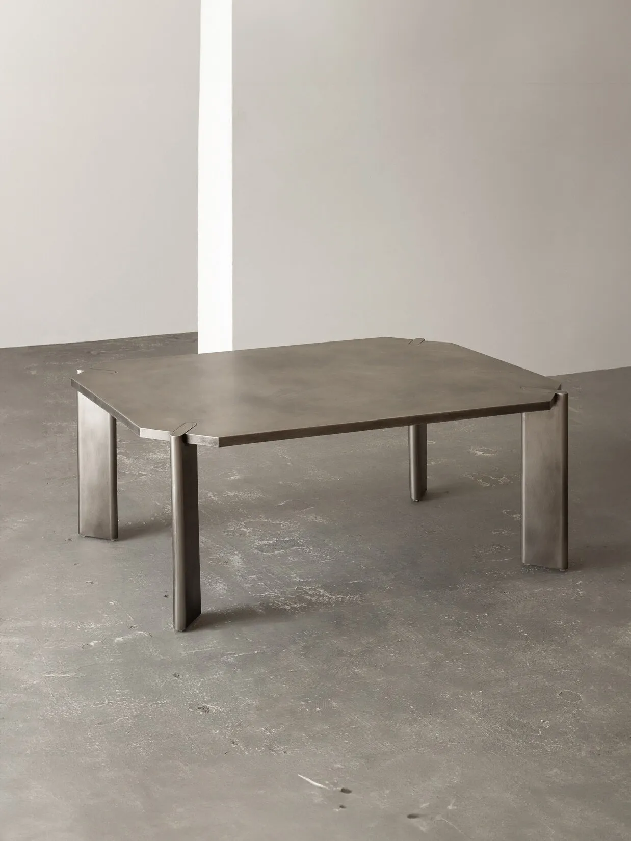 201 Stainless Steel Old Wire Drawing Effect Simple Metal Coffee Table Medieval Style Customizable Size Home Furniture