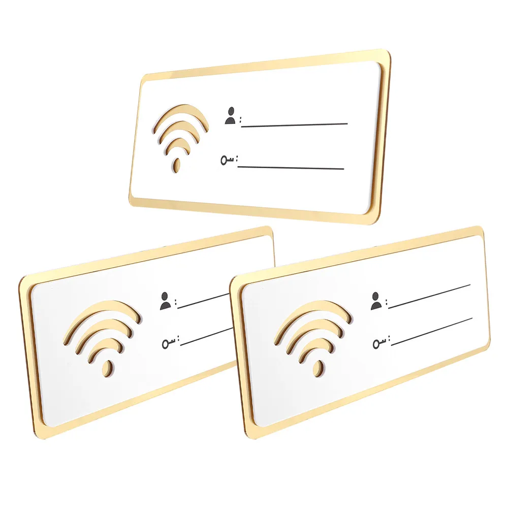 3pcs Acrylic WiFi Reminder Sign for Hotel, Wall-Mounted Wireless Network Display, 8x20cm, Universal Compatibility
