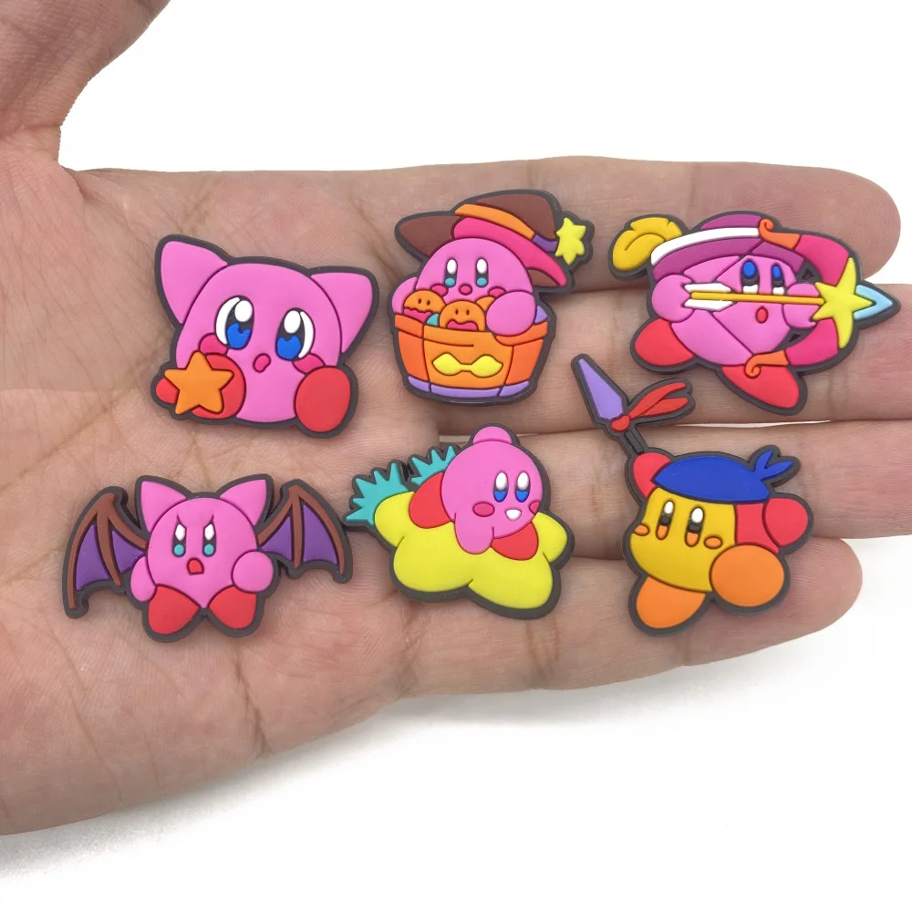 HOT 1pcs Cartoon Pink Game Characters Charms DIY Clogs Shoe Accessories Fit Sandals pin Decoration kids Girls X-mas Party Gifts